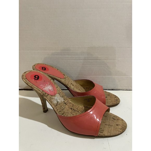 Unisa women's size 6  Salmon Pink Cork Heels slip-on sandals shoes - Picture 4 of 7